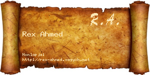 Rex Ahmed névjegykártya